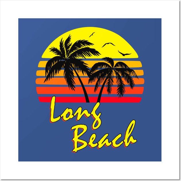 Long Beach Retro Sunset Wall Art by Nerd_art